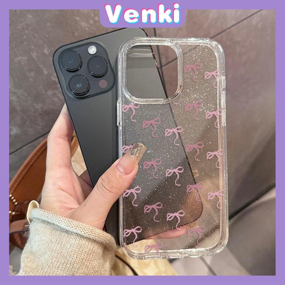 Venki - เคส iPhone 16 Pro Max iPhone 11 เคสใสแบบแวววาว TPU นุ่มสีสันสดใส โบว์สีสันสวยงามน่ารัก Compatible iPhone15 Pro max 14 13 12 Pro max XS XR 7 Plus 8 Plus