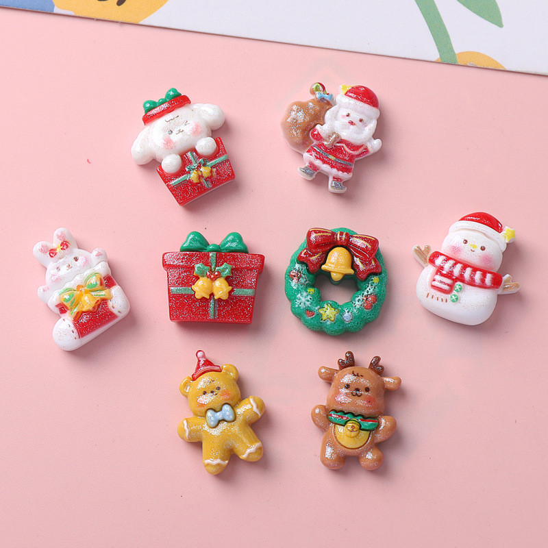การ์ตูนสดใสคริสต์มาสสัตว์ DIY อุปกรณ์เรซินเครื่องประดับกิ๊บติดผมแฮนด์เมดเคสโทรศัพท์แก้วน้ำเครื่องประดับศีรษะขายส่ง