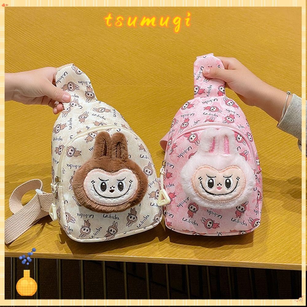 Tsumugi กระเป๋าสะพายไหล่น่ารักการ์ตูน Labubu กระเป๋าคาดหน้าอก,แฟชั่นอเนกประสงค์ Casual น้ําหนักเบากระเป๋าสะพายข้างสําหรับเด็ก