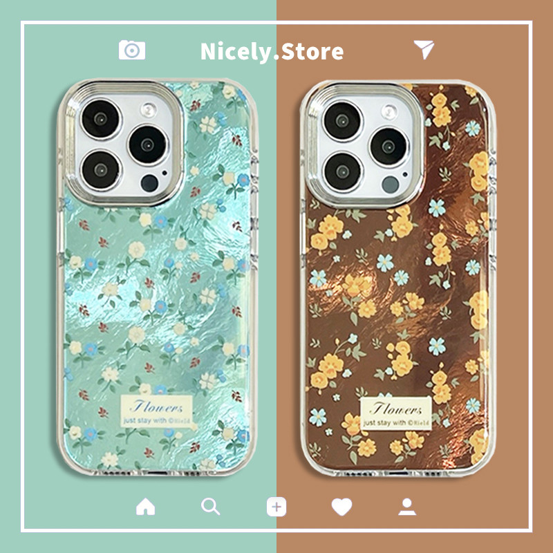 Ins ฤดูใบไม้ร่วง Screenful ดอกไม้เคสโทรศัพท์สําหรับ iPhone 16 15 14 13 Pro Max 16Promax IMD ทนต่อการตกฝาหลังปลอก