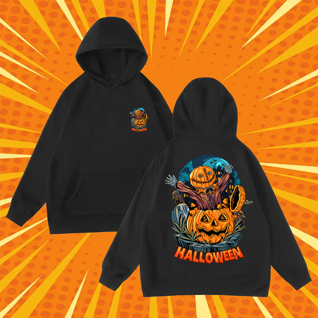 2024 ใหม่ฮาโลวีนสยองขวัญฟักทองธีม Hoodie Unisex Halloween Hoodie TP33 M-3XL