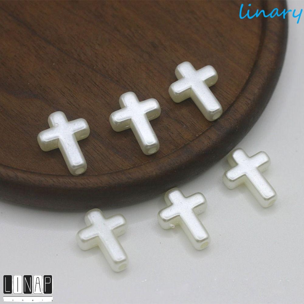 Culinaryhv 60 ชิ้น Cross หลวม Spacer ลูกปัด,สีขาว Handmade Cross Shape เลียนแบบ Pearl, งานฝีมือประณีต Mini ABS สร้อยข้อมือสร้อยคออุปกรณ์เสริมเครื่องประดับทํา