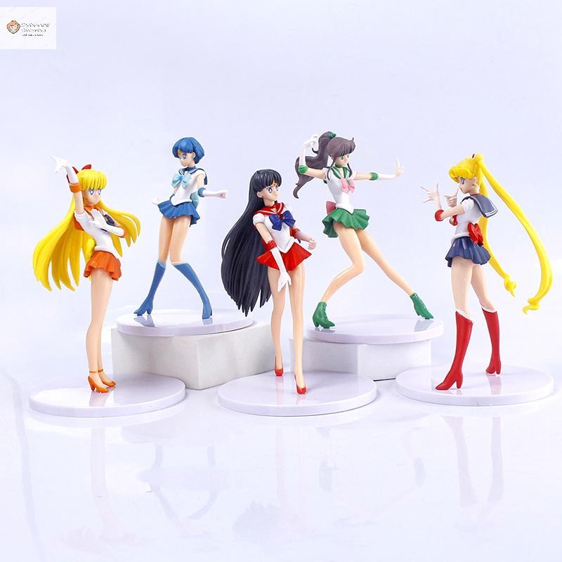 Cod 5 ชิ้น/เซ็ต Sailor Moon Action Figures ของเล่นอะนิเมะคอลเลกชันตกแต่งตุ๊กตาใหม่