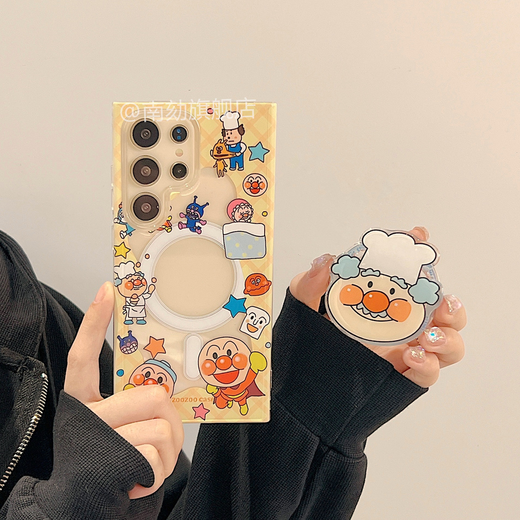 เหมาะสําหรับ Samsung S25 FEs25ultra เคสโทรศัพท์แม่เหล็กเป็น s24u Anpanman s23 + Plus Ten s21fe Aga S22plus จะไม่ชนสาวสไตล์เกาหลีพร้อมขายึดสไตล์ใหม่น่ารักพิเศษโปร่งใส
