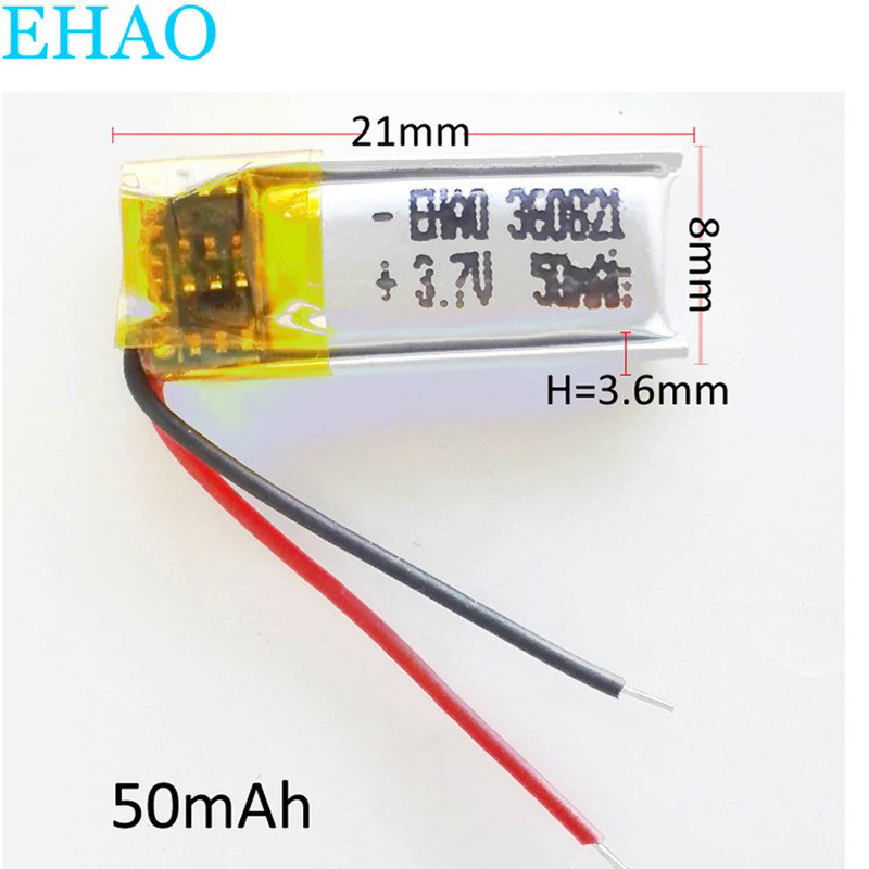3.7v 50mAh Lithium Polymer LiPo Rechargeable Battery Li cells For Mp3 Bluetooth Recorder Headphone H