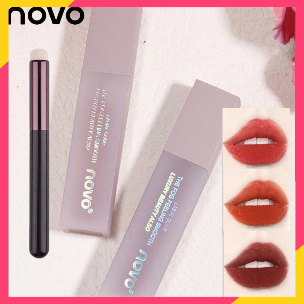 Novo ลิปสติก Fog Velvet Matte No Stick Cup Lip Makeup เครื่องสําอาง Moisturizing กันน้ํา Smooth Delicate Lip Glaze