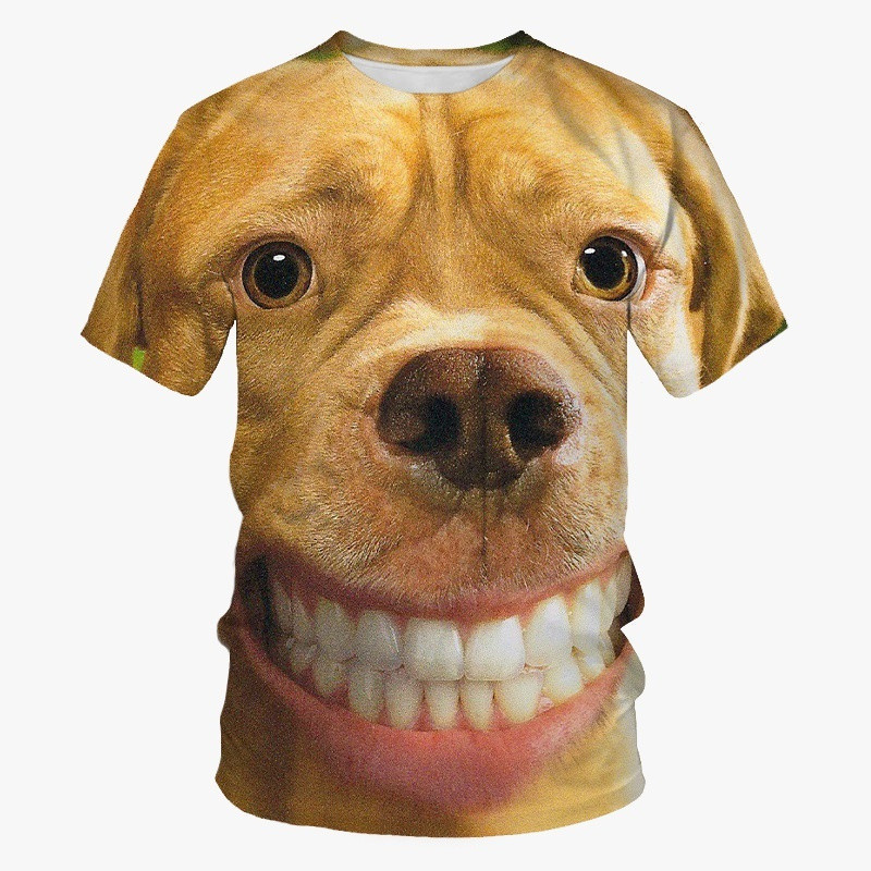 ตลกสุนัขใบหน้าเสื้อยืดสัตว์น่ารักกราฟิกลูกเรือคอสั้นแขนสั้นลําลองแฟชั่นบุรุษเสื้อยืดฤดูร้อนหลวม สตรีทแวร์ เสื้อยืด