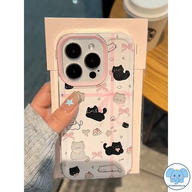 โบว์น่ารักลูกแมว Butter Bear เข้ากันได้เคสไอโฟน 13 11 15 12 14 Pro Max 12 13 14 15 Pro XR X XS Max 6 6s 7 8 Plus SE 2020 - รูปที่ 4