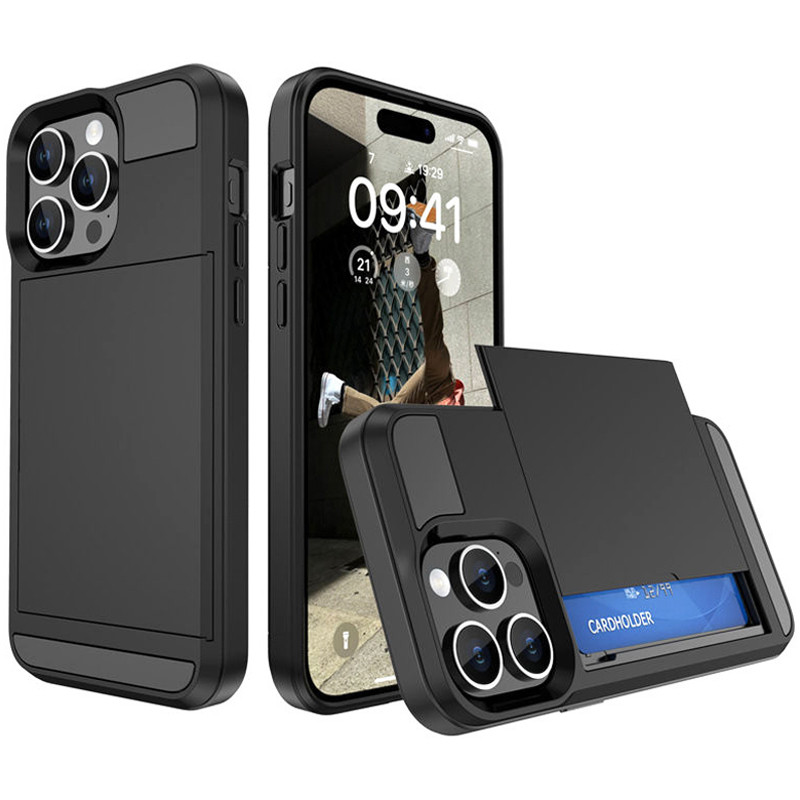 กรณีโทรศัพท์มือถือกันกระแทกพร้อมช่องเสียบการ์ด เหมาะสำหรับ IPhone 16 Pro Max 15 Pro Max 14 Pro Max