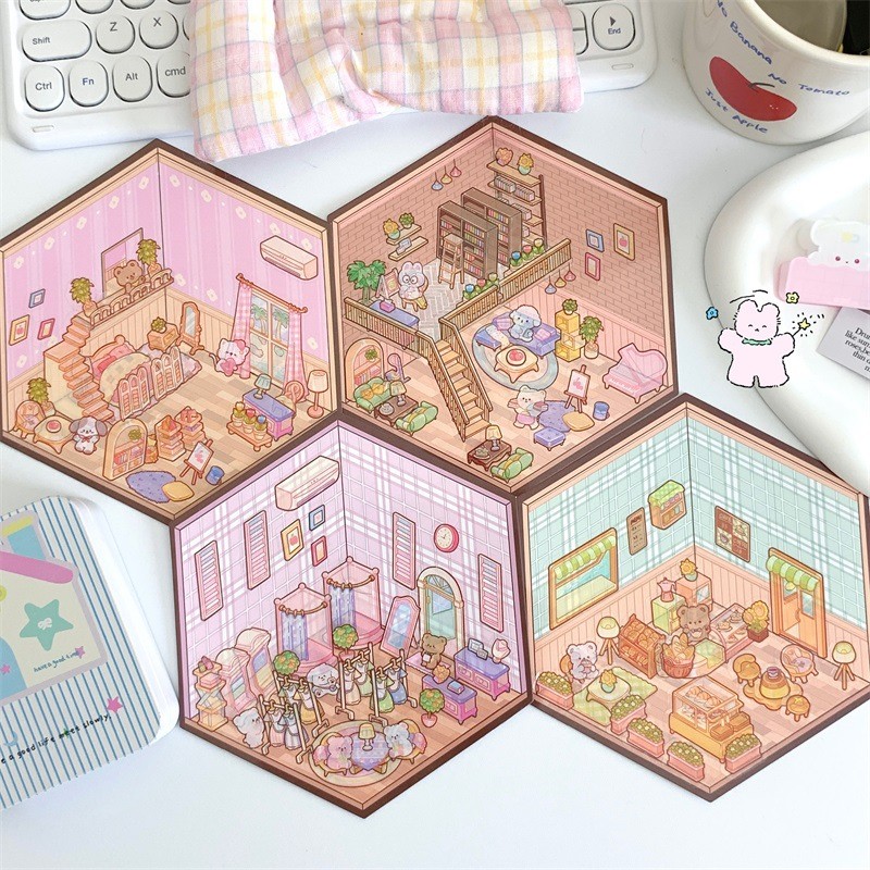 Wei 3 ชิ้น [2.5D PET Hut Series] สติ๊กเกอร์โน้ตน่ารัก PET สติ๊กเกอร์กระดาษ Scrapbooking วัสดุสมุดภาพชุด