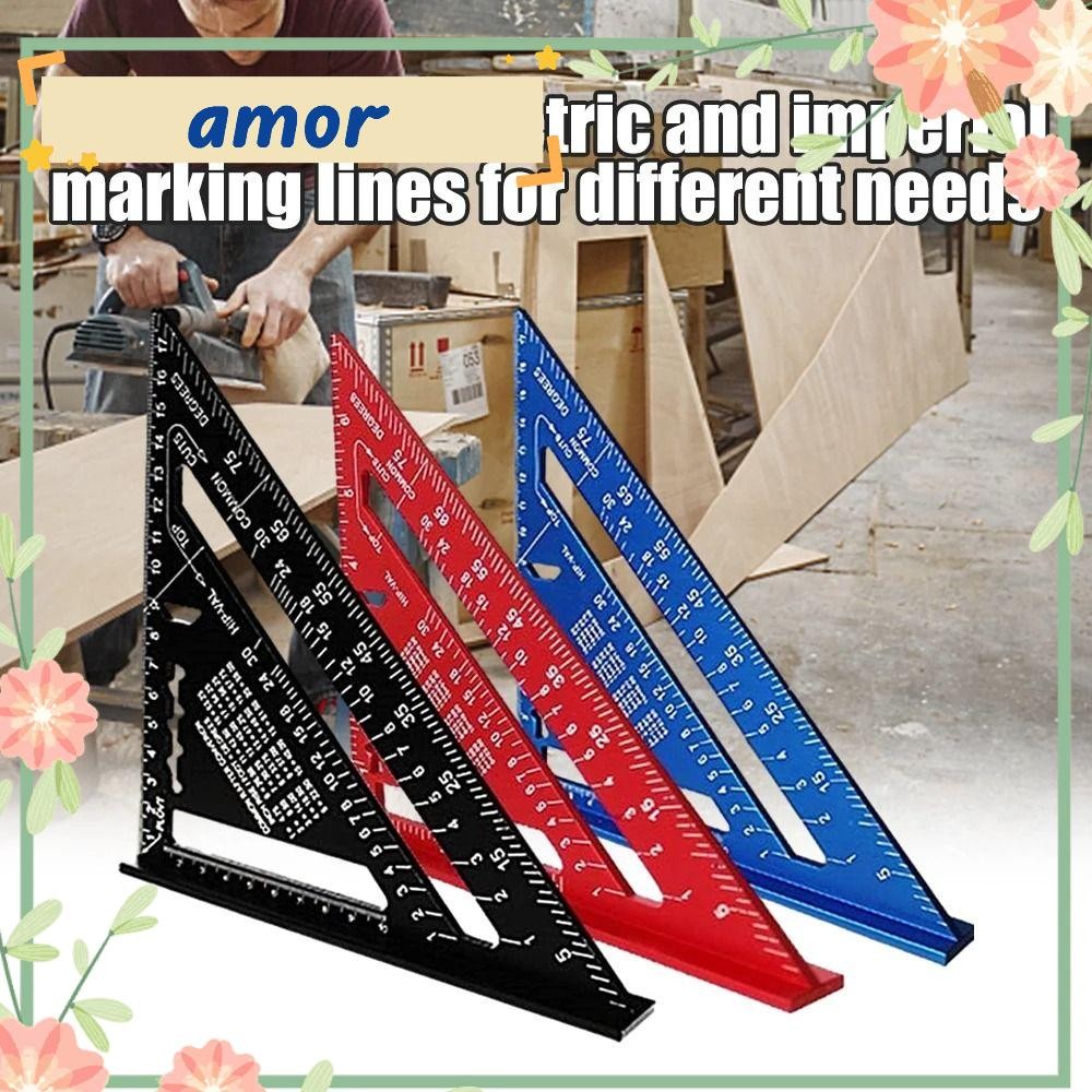 อมอร์12 7นิ้วสามเหลี่ยมไม้บรรทัด,แม่นยําไม้โปรแทรกเตอร์ตารางวัดเครื่องมือ,เครื่องมืองานไม้อลูมิเนียมอัลลอยด์นิ้วเมตริกมุมไม้บรรทัดช่างไม้เครื่