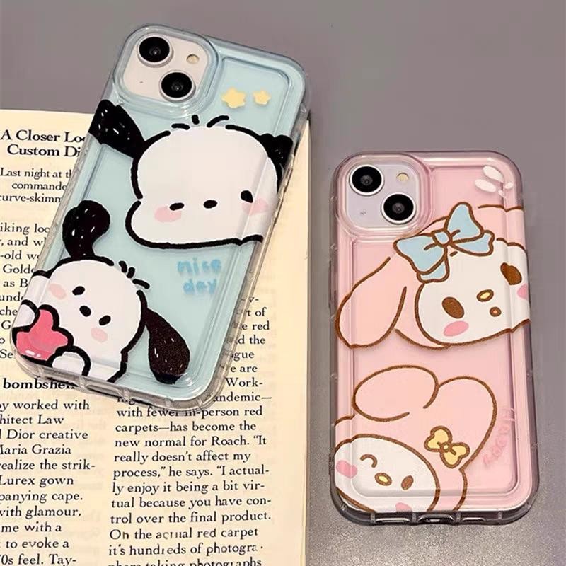 สนุกคู่ Melody Pochacco เคสโทรศัพท์สําหรับ Samsung Galaxy A55 A54 A53 A52 A51 A50 A42 A73 A72 A71 A35 A34 A24 A15 A14 S24 S23 Ultra Plus ดินสอสี Shin-chans น่ารัก Sanrio ฝาครอบ TPU