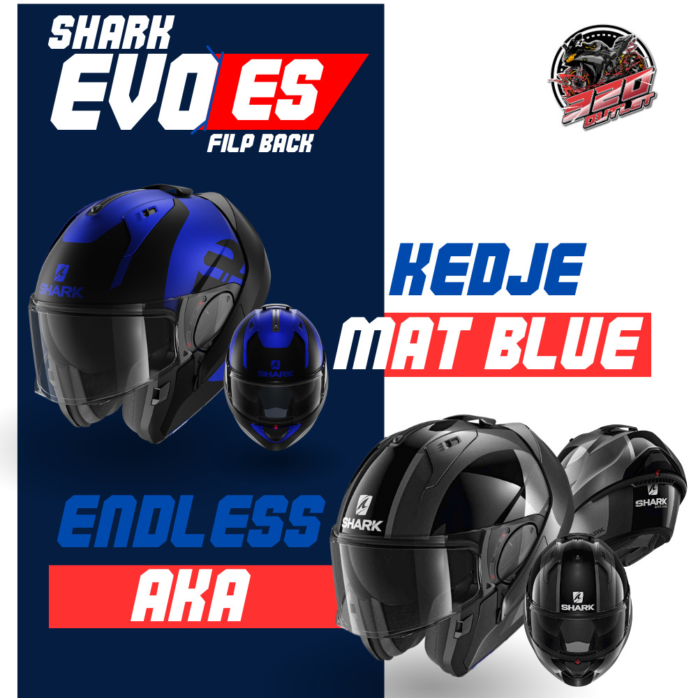 หมวกกันน็อค Flip Black SHARK EVO ES หมวกยกคาง Flip Back 320SP OUTLET !!