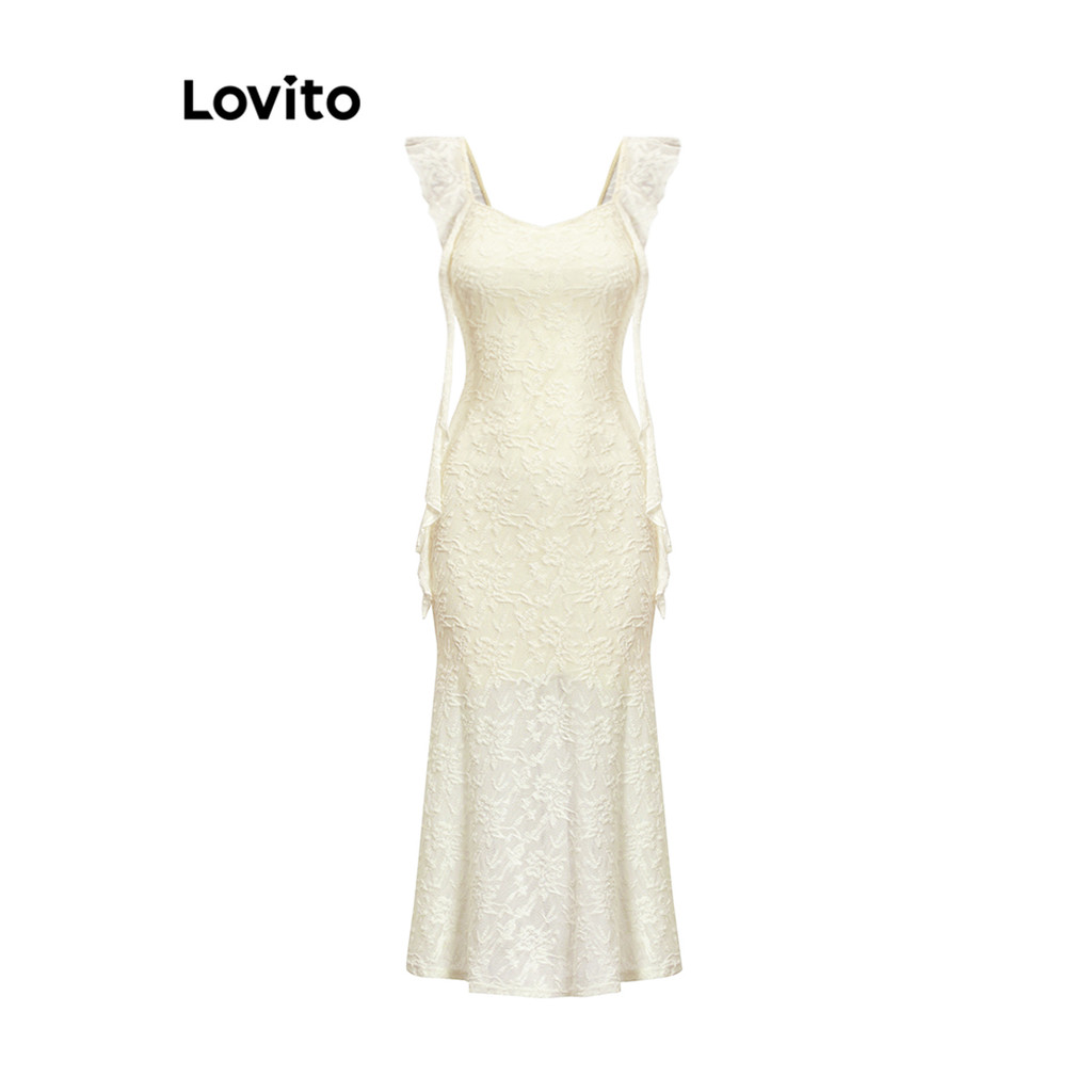 Lovito ชุดเดรสลูกไม้ลายดอกไม้ ลายเดซี่สำหรับผู้หญิง L106AD361