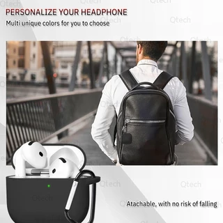 Qtech - เคส ซิลิโคน หูฟัง Airpods 4 มองเห็นไฟ ชาร์จได้ ไม่ต้องถอดเคส - เคสหูฟัง หูฟังไร้สาย หูฟังบลูทูธ สำหรับ Airpods 4