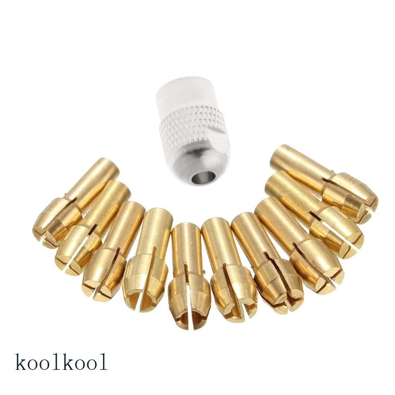Kool 10 ชิ้นทองเหลืองเจาะ Chuck Collet Bits สําหรับเครื่องมือโรตารี่ 0 5-3 2 มิลลิเมตร 4 3 มิลลิเมตร Shank