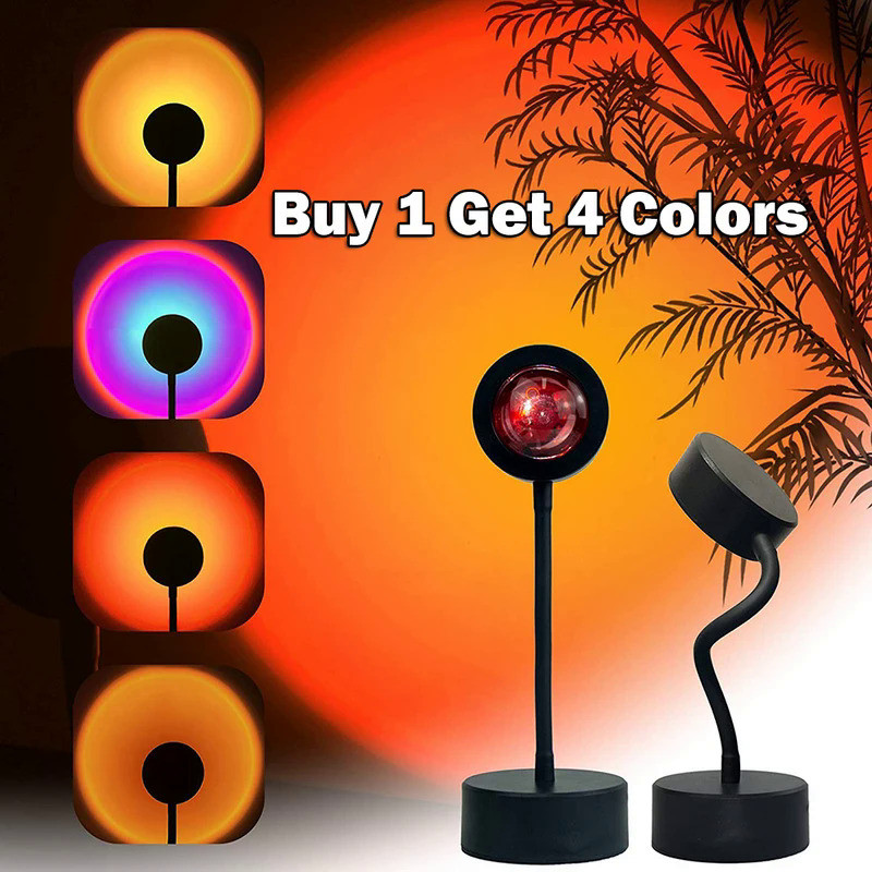 USB Sunset Lamp Sunset Projector Mood Light Living Room Bedroom Night Light Room Decor Bar Atmospher