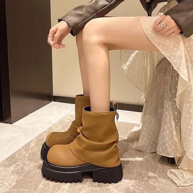 รองเท้าบูทมาร์ติน Martin Boots Boots Thick Sole Square Toe Winter Commuter