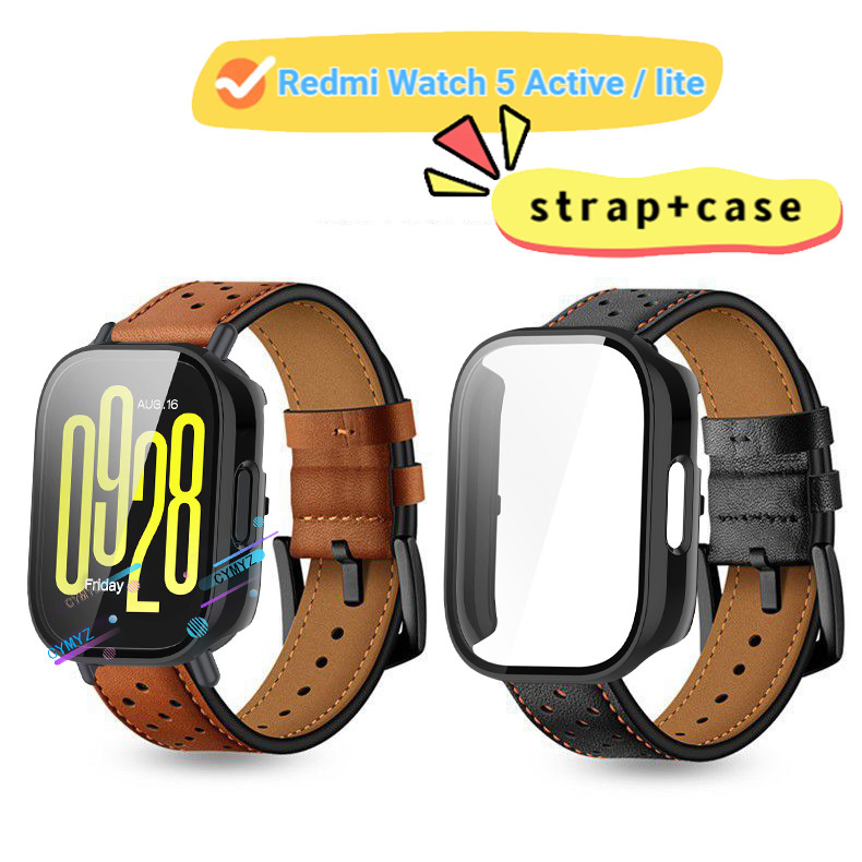 Redmi Watch 5 สาย Active สายหนังสําหรับ Redmi Watch 5 Lite สายสายรัดข้อมือกีฬา Redmi Watch 5 Active / Lite เคสป้องกันหน้าจอ