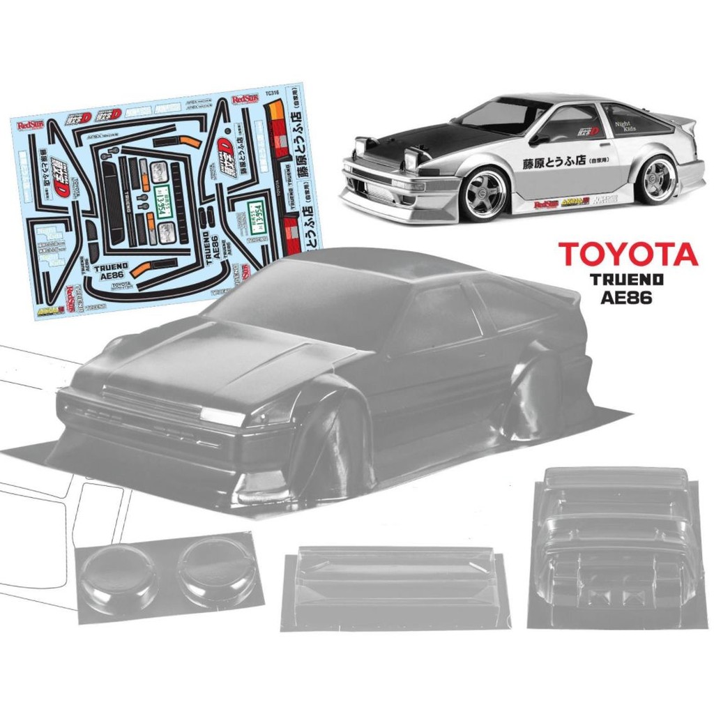 TC316 Initial D 1/10 แบนรถสปอร์ต Drift เปลือกรถ TOYOTA TOYOTA AE86 เปลือกรถ Trueno
