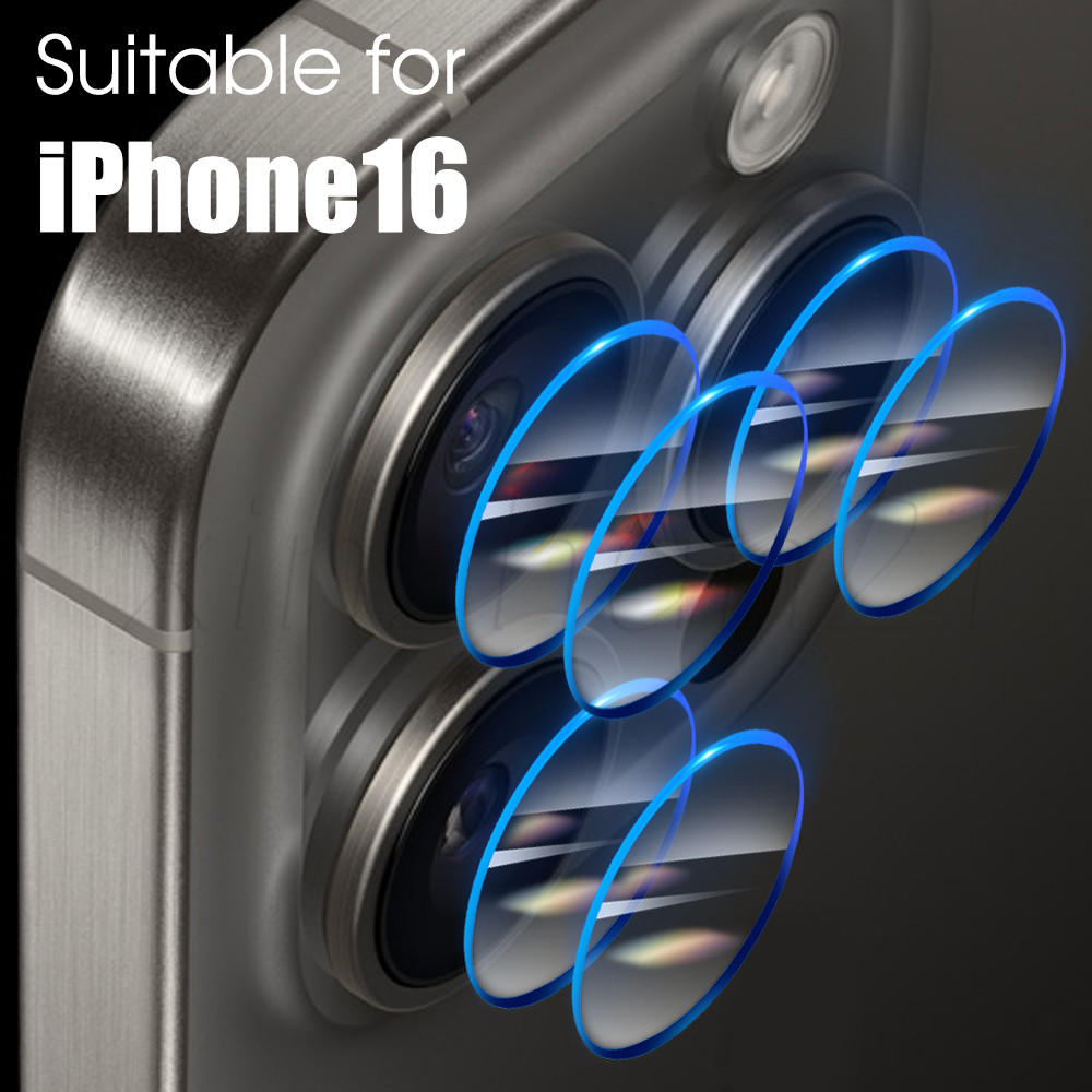 ตัวป้องกันเลนส์กล้อง - ฟิล์มป้องกันเลนส์กระจกนิรภัยความแข็ง 9H - สําหรับ IPhone 16/16 Pro/16 Plus/16 ProMax ฝาครอบกล้องด้านหลัง - ป้องกันรอยขีดข่วน กันฝุ่น โปร่งใส