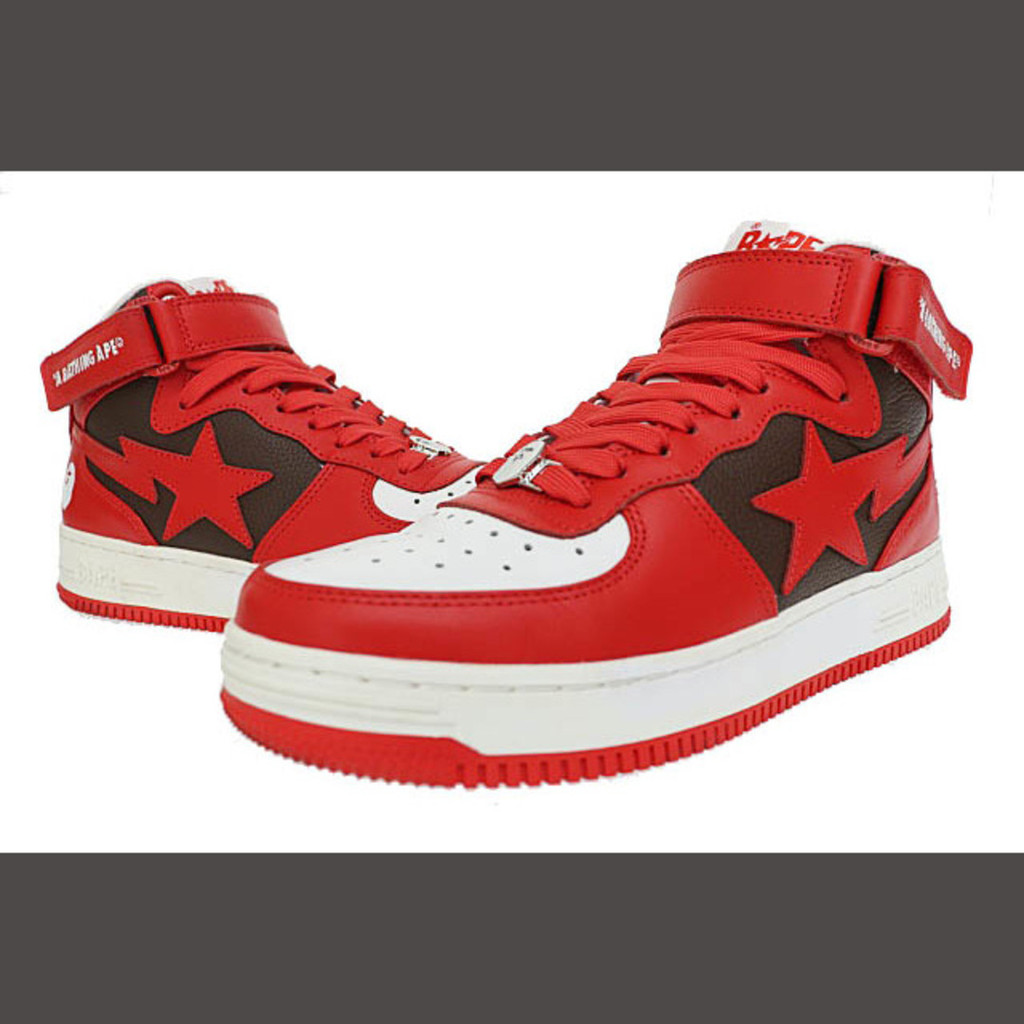 Abbasing APE BAPE STA MID SNEAKER 8 สีแดง ■ ส่งตรงจากญี่ปุ่น มือสอง
