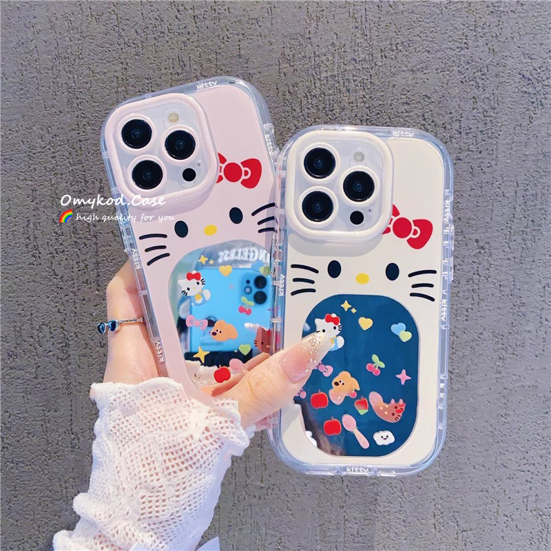 Case+Chain Compatible For Samsung A05 A05S A15 A14 A13 A12 A55 A54 A51 A35 A34 A32 A25 A24 A03 A02S Cartoon Cute Kitty Cat Couple Patterns Advanced Minimalist Mirror Phone Case Anti Drop Protective Case