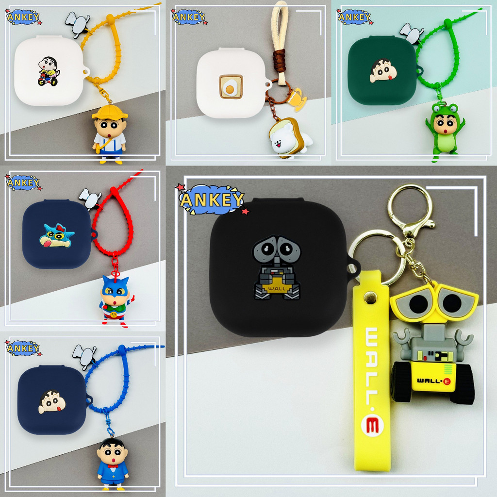 For Soundpeats GoFree / GoFree 2 2+ Earphone Silicone Case Lovely Robot Earbuds Soft Protective Headphone Cover Headset Skin with Pendant