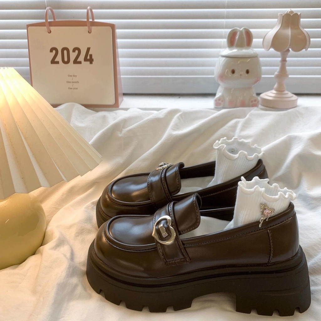 แมรี่เจน รองเท้าโลฟเฟอร์ Chunky Heels แฟชั่นอินเทรนด์ Soft Sole สวมใส่ด้านนอก