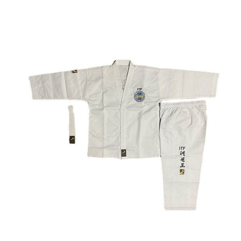 เสื้อเทรน닝Taekwondo Lightning ITF สำหรับเด็กและผู้ใหญ่ ซิปคอทวิล เหมาะสำหรับมือใหม่