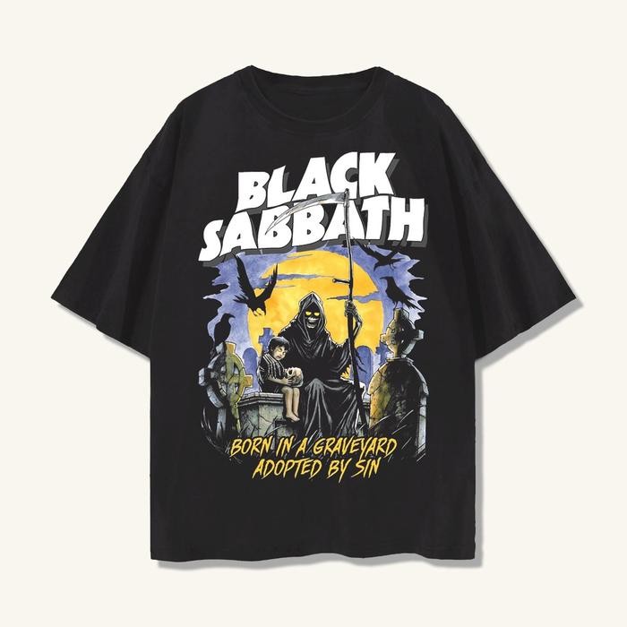 BLACK SABBATH METAL BAND T-SHIRT / COOL DISTRO T-SHIRT สําหรับผู้ชายและผู้หญิง - สีดํา, S