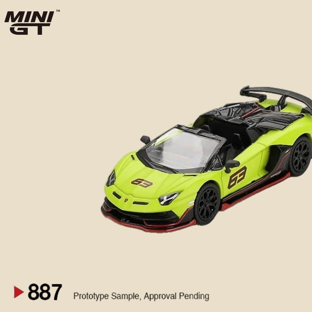 MINI GT 1:64 Lamborghini Aventador SVJ 63 Roadster #887 รถโมเดลโลหะผสม Die-Cast – ของสะสมรุ่นลิมิเต็