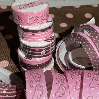 2m Frosted glitter สีน้ําตาลสตรอเบอร์รี่ช็อกโกแลต Washi เทปสีชมพูปีกดาว Journal ตกแต่งเทปถุงของขวัญปิดผนึกสติกเกอร์