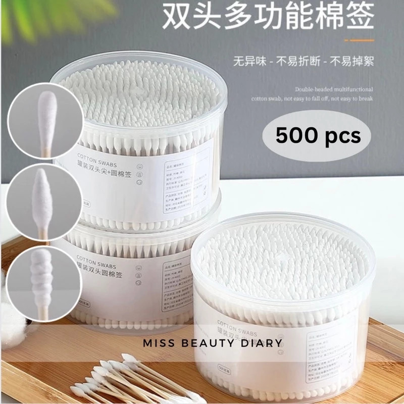 500 ชิ้น Double Head Cotton Bud Cotton Swab ลิปสติก Kapas TelingaCotton Buds Cotton Bud