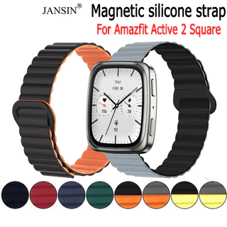 สายนาฬิกาข้อมือซิลิโคน แบบนิ่ม มีห่วงแม่เหล็ก สําหรับ Amazfit Active 2 Square