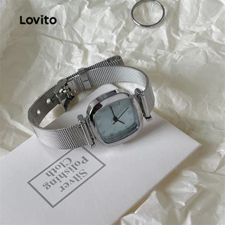 Lovito สง่างาม นาฬิกาควอตซ์แบบ โลหะ สไตล์ฝรั่งเศส สำหรับผู้หญิง ดีไซน์มินิมัล ลายนาฬิกา LFA86236
