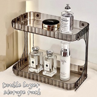ชั้นวางเครื่องสำอางค์สองชั้น วางของใช้ห้องน้ํา ชั้นเก็บของอเ…
