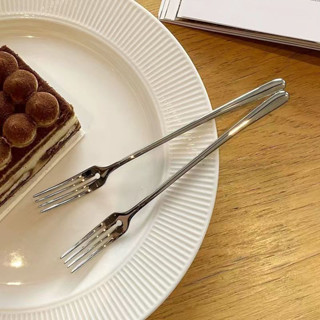 PAสแตนเลสส้อมผลไม้เค้กสลัดส้อมด้ามยาวครัวเรือนส้อมส้อมขนม