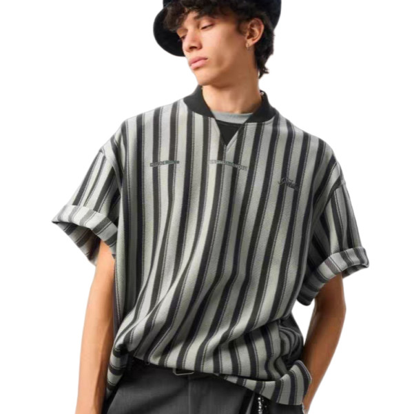 💥BecoolMan💥เสื้อยืดชายลายทาง  สไตล์อเมริกันวินเทจ  แขนสั้นพิมพ์ลาย  เสื้อผ้าผู้ชายแฟชั่น  ลำลอง  แมทช์ลุคง่าย - รูปที่ 6