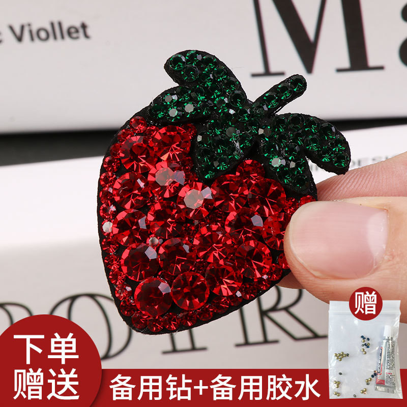 เช็กเพชร สตรอเบอร์รี่เรียบ กิ๊บรอบ คลิประบายสีและแบบเรียบ