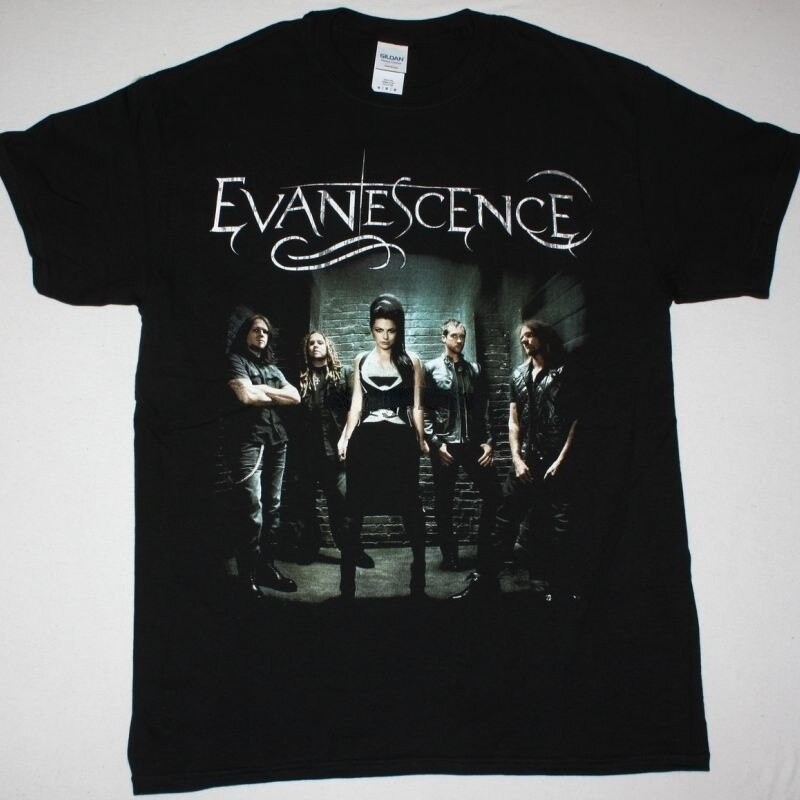 เสื้อยืดคุณภาพสูงจากแบรนด์ Evanescence สไตล์เกาหลี Rock Element พิมพ์.Unisex ในสไตล์ทันสมัย