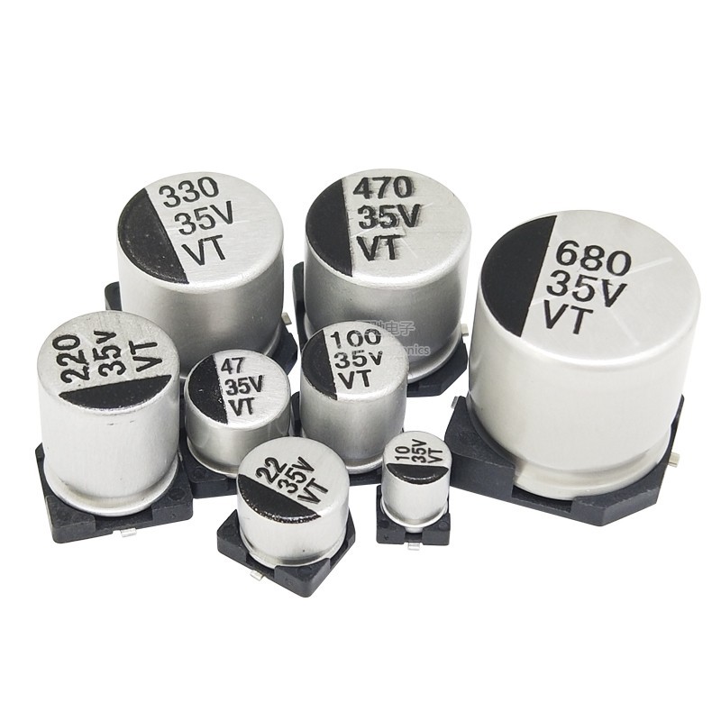 VT Patch ตัวเก็บประจุอลูมิเนียมอิเล็กโทรลีติค 35V 10/22/33/47/100/220/330/470/680UF