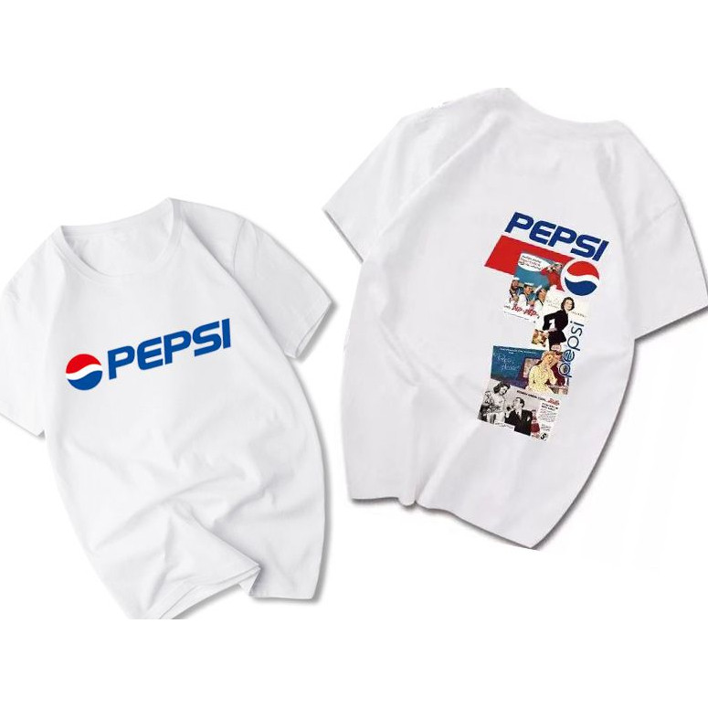 Coca Cola Fanta Sprite เสื้อยืดแขนสั้น Coca Cola Pepsi Cola เสื้อผ้าผู้ชายผู้หญิงคู่สวมใส่อินเทรนด์