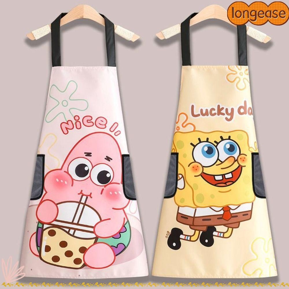 ผ้ากันเปื้อนครัว LONGE, กันน้ํามันสามารถเช็ดผ้ากันเปื้อน Hand Cook, การ์ตูนตัวอักษร SpongeBob Patrick Star กันน้ําการ์ตูนภาพวาดผ้ากันเปื้อนเด็กใช้