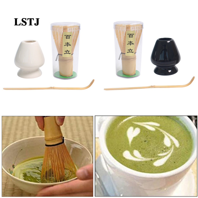 [Lstjj] 2 Set Matcha Tea Whisk Set Bamboo Whisk+Bamboo +Ceramic Whisk Holder