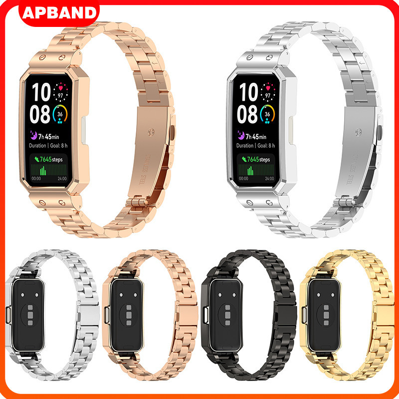 สายรัดกรณีสแตนเลส for Huawei Band 10 9 8 เฟรมป้องกันคอมพิวเตอร์แข็ง ปกป้องหน้าจอ ปกป้องกันชน อุปกรณ์เสริมวงโลหะ