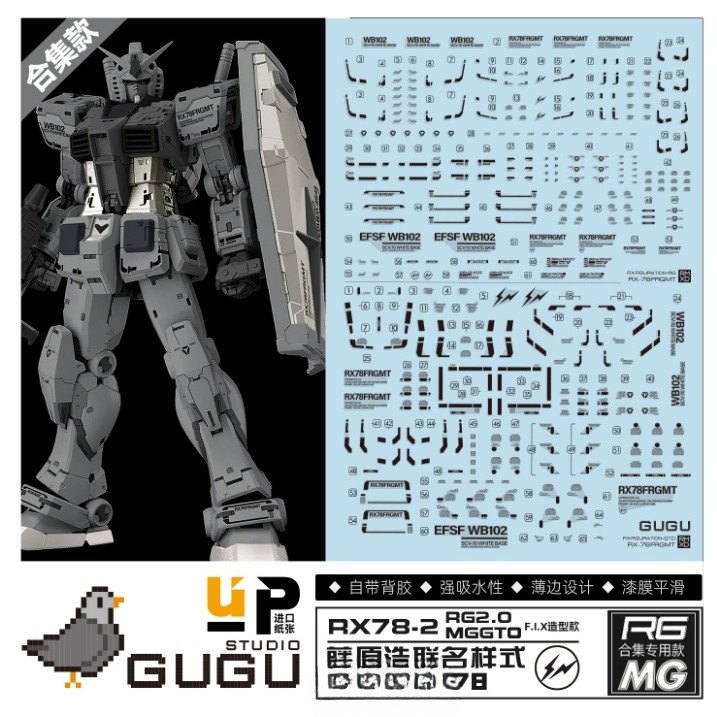 GUGU Hiroshi Fujiwara Style MG RX-78-2 GTO / RG RX-78-2 rx78 2.0 Water Slide Decal (ไม่รวมชุด) GUGUR