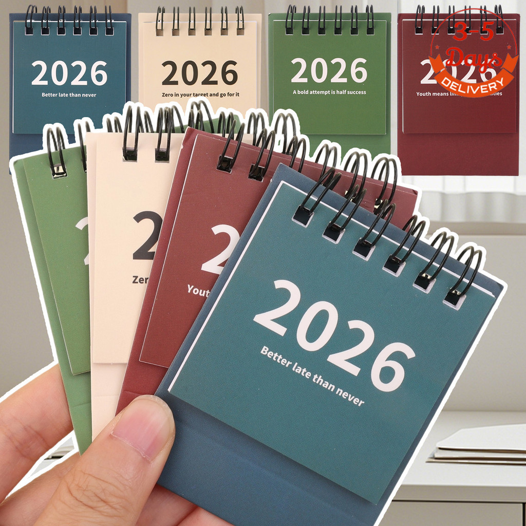 [จัดส่ง 3-5 วัน]ปฏิทินตั้งโต๊ะขนาดเล็ก 18 เดือน 2025-2026 ดีไซน์กะทัดรัดกระดาษทนทานสํานักงานสไตล์โมเดิร์นเรียบง่าย/โรงเรียนวางแผนอุปกรณ์เสริม 1/4 ชิ้น