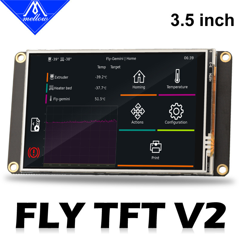 Fly3D T V2 อุปกรณ์เสริมเครื่องพิมพ์หน้าจอสี PI V2, 3b/4b SPI Klipper