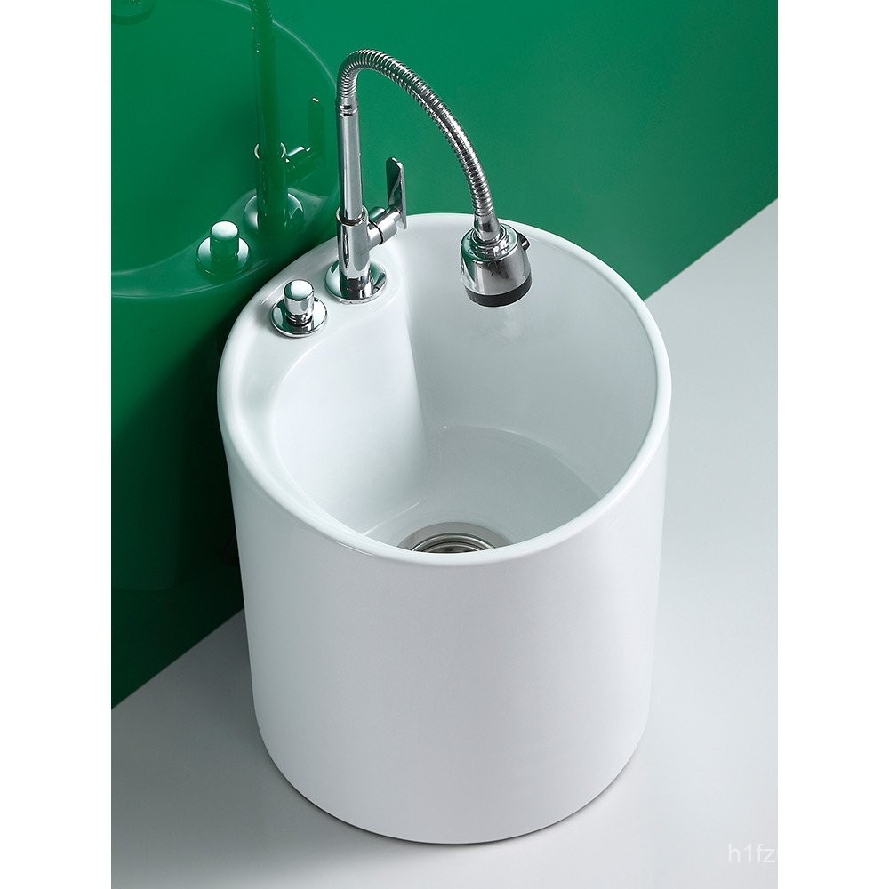 Pool Slot Round Small Wash Mop#家用陶瓷落地式拖布池地阳台落地式卫生迷你盆 Q7WS